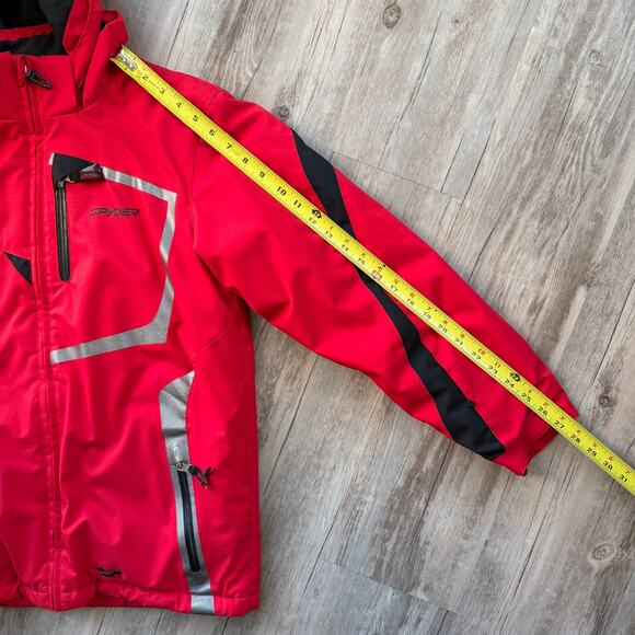 Spyder Boys Sz 18 Ski Snowboard Jacket Red Detachable Hood Waterproof Insulated - Picture 6 of 12